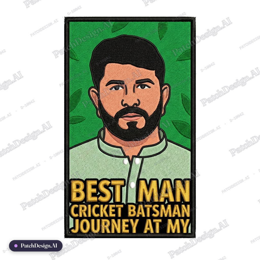 Best man cricket batsman journey at my — custom patch designed with AI