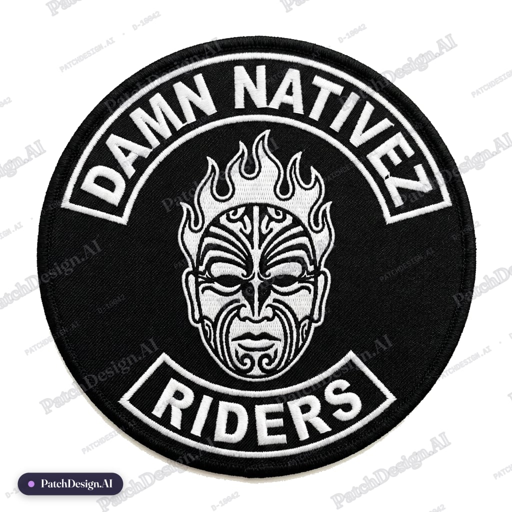 Make a round circle biker patch. Colors are white and black background. Name of the club i — custom patch designed with AI