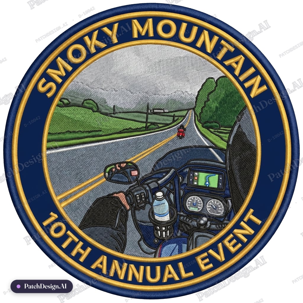 Smoky Mountain 10th annual event — custom patch designed with AI