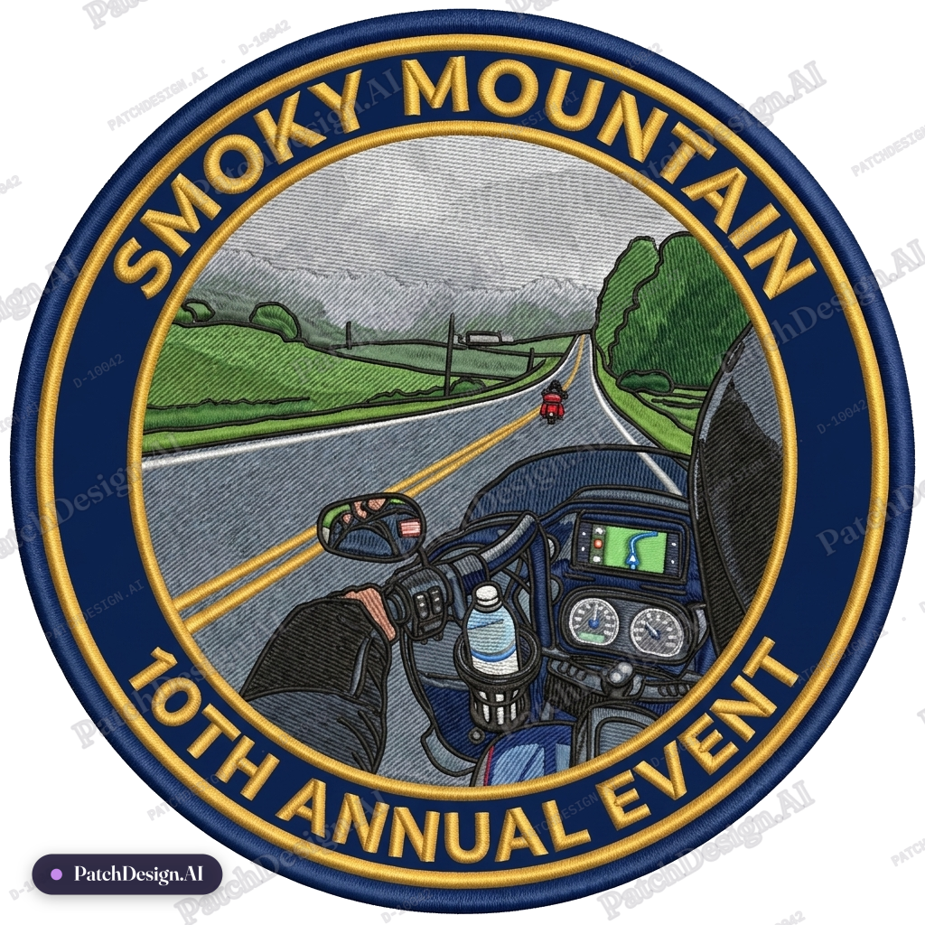 Smoky Mountain 10th annual event — custom patch designed with AI