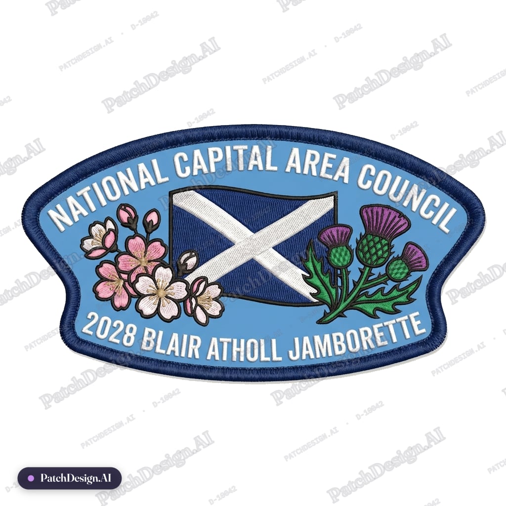 Scouting america, council strip, national capital area council, 2028 blair atholl jamboret — custom patch designed with AI