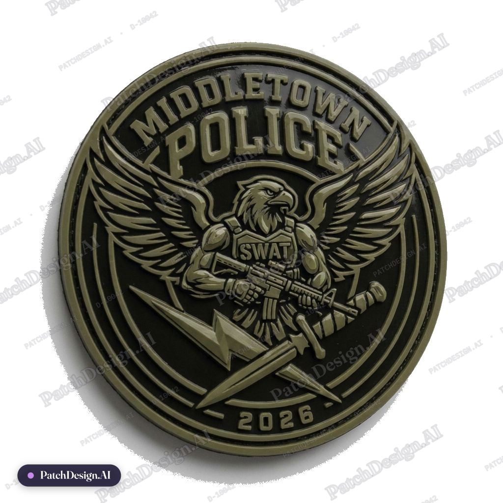 Normal swat symbol with bird, lightning bolt and dagger — custom patch designed with AI