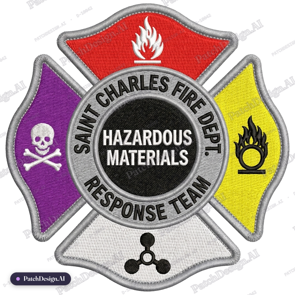 Saint charles fire department hazardous materials response team patch similar to this one — custom patch designed with AI