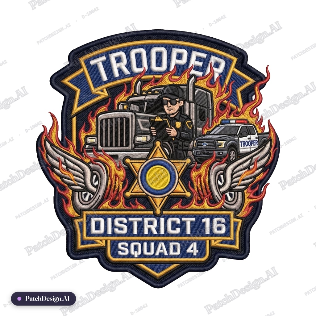 Can the fire come back looking good — custom patch designed with AI