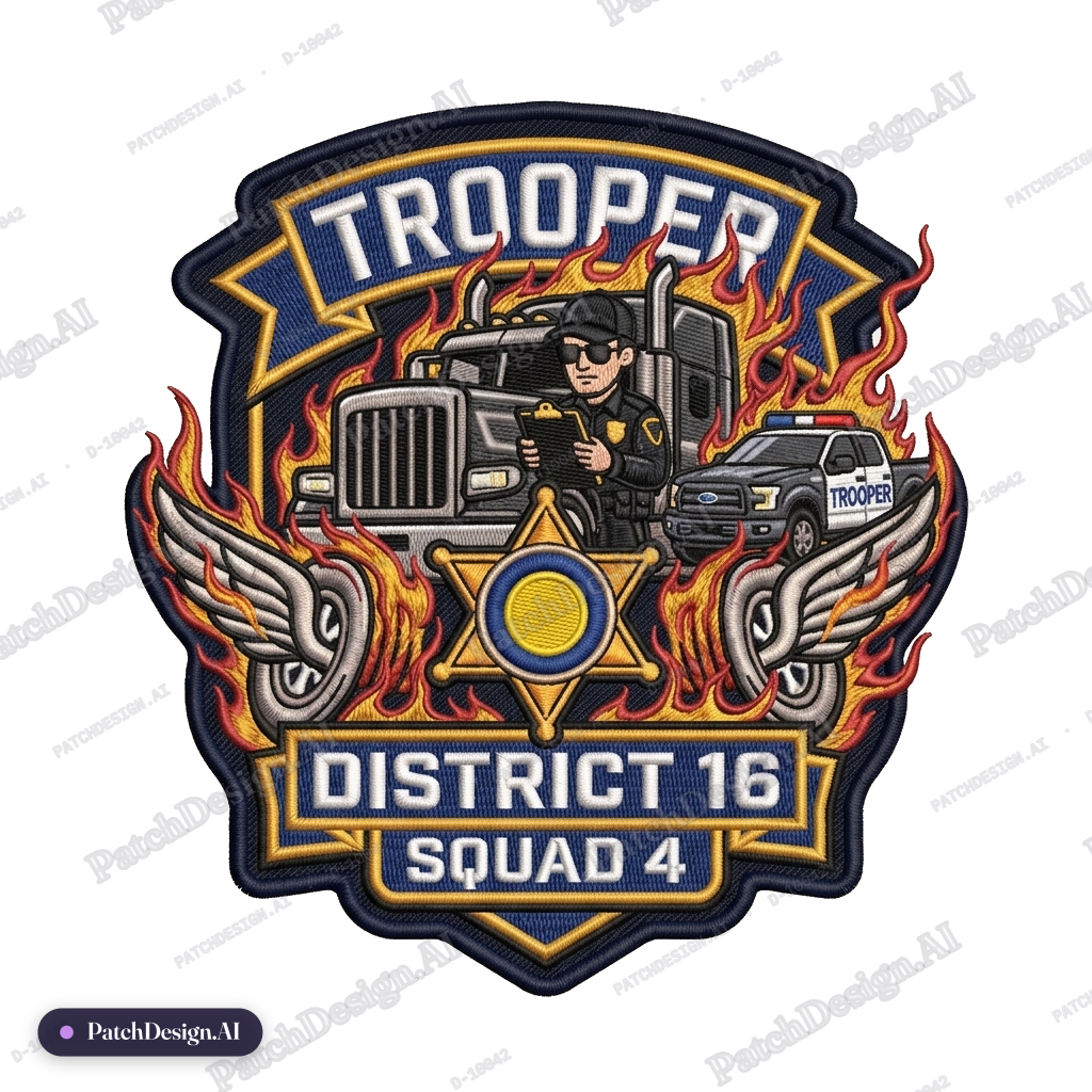 Can the fire come back looking good — custom patch designed with AI