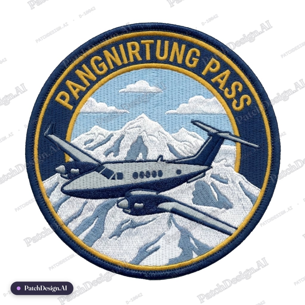 Make mountains bare and snowcapped, circular patch — custom patch designed with AI