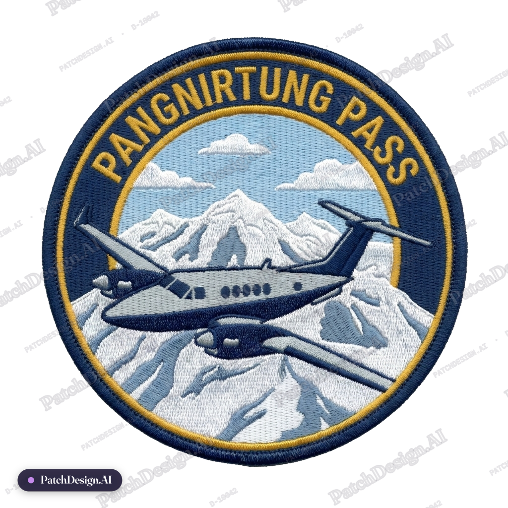 Make mountains bare and snowcapped, circular patch — custom patch designed with AI