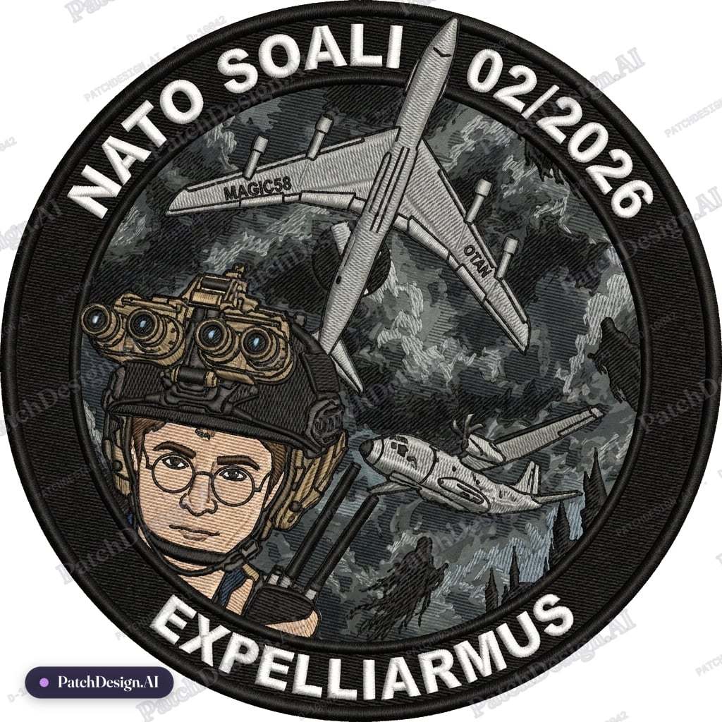 Mach daraus einen patch im militärischen Stil. Der patch trägt aussenherum einen weiteren  — custom patch designed with AI