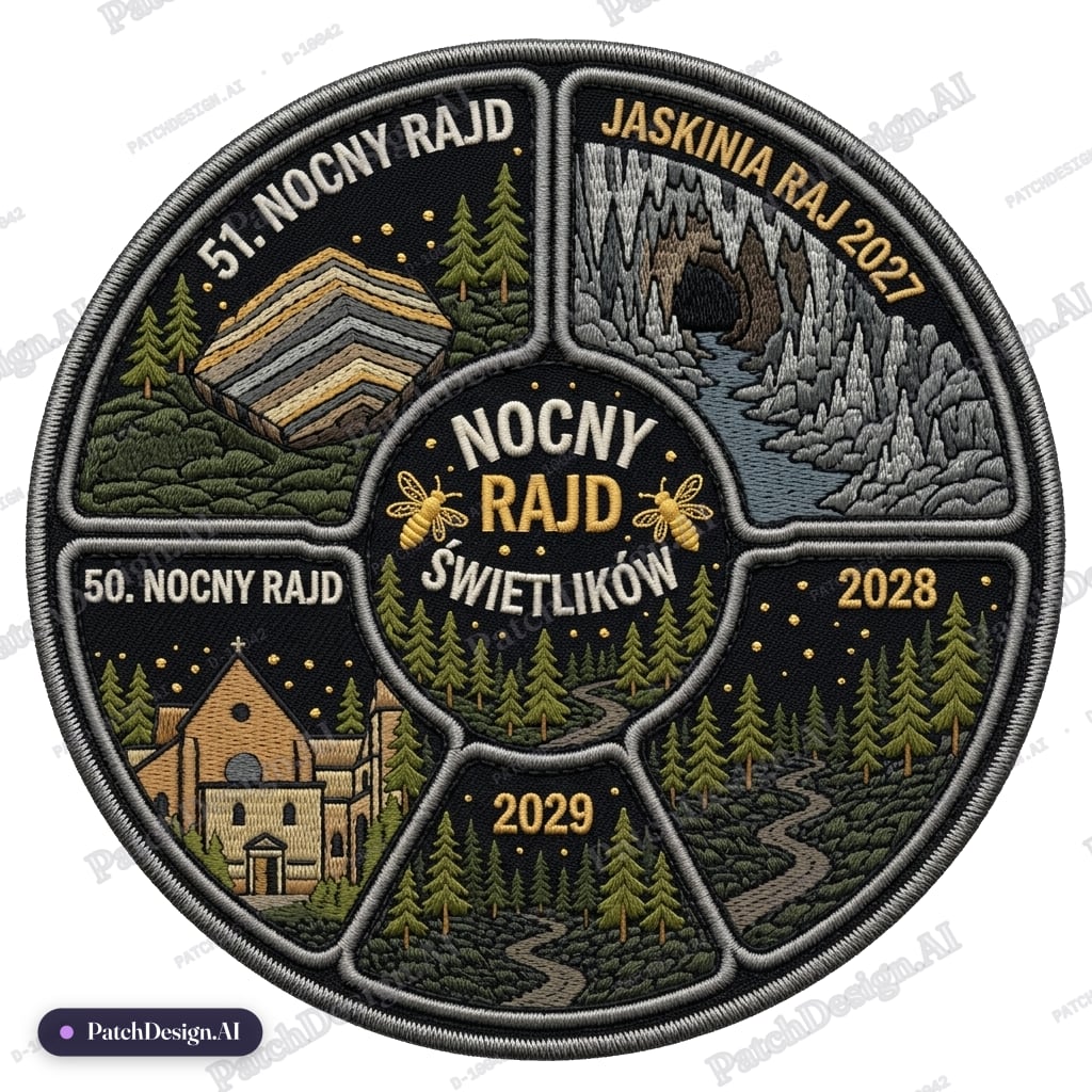 Convert this reference image into an embroidered patch design — custom patch designed with AI