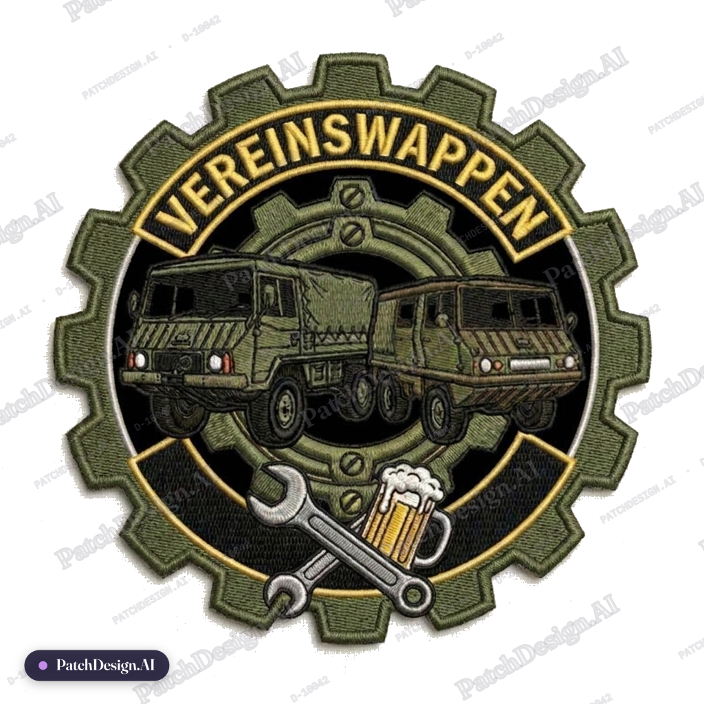 Zahnrad außen auch oliv — custom patch designed with AI