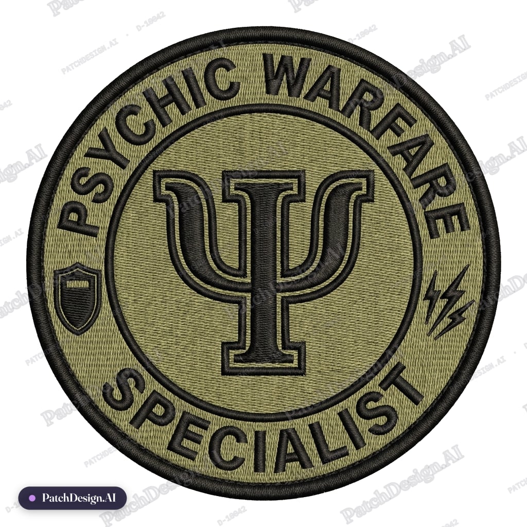 A high-quality close-up photo of a round tactical PVC morale patch with velcro…