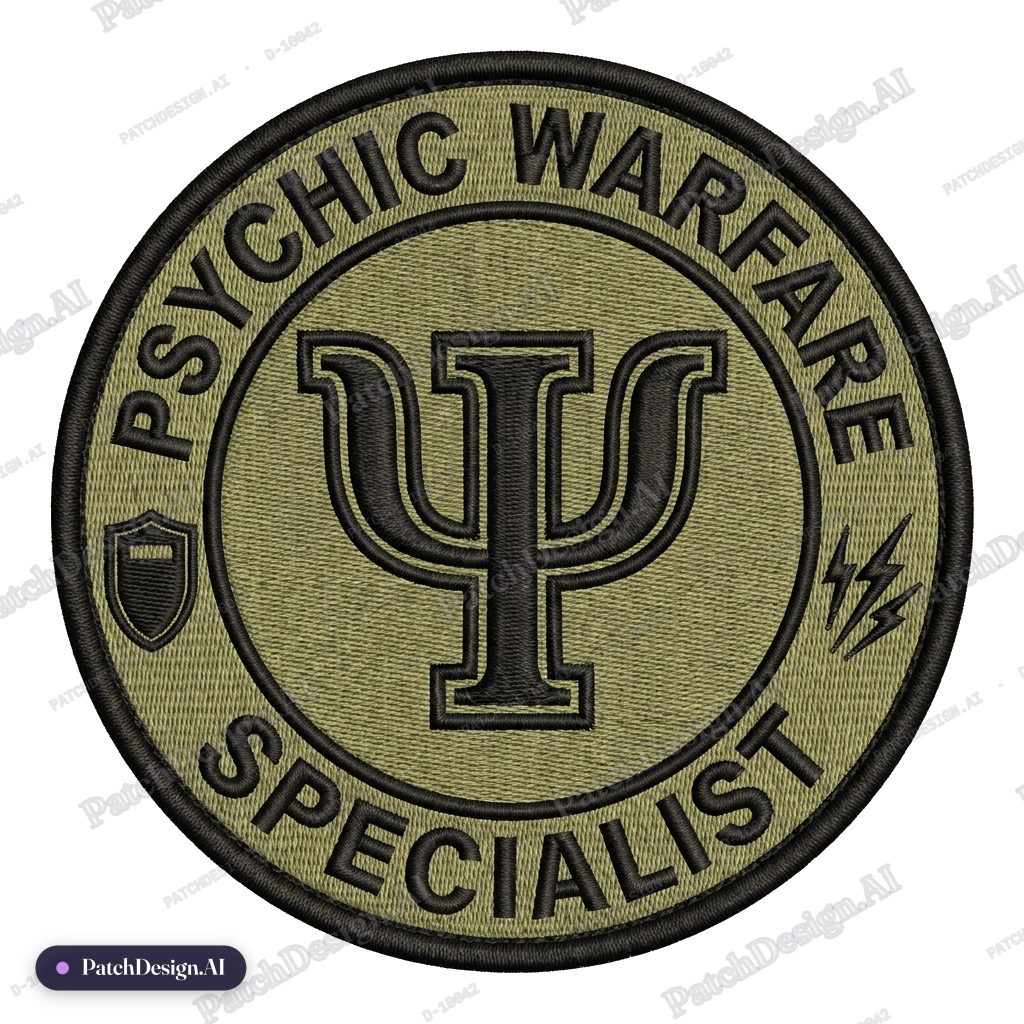 A high-quality close-up photo of a round tactical PVC morale patch with velcro …