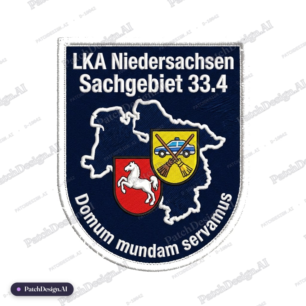 Erstelle einen Patch wie er bei Uniformen am Oberarm getragen wird, der ca. 7 cm breit sei — custom patch designed with AI
