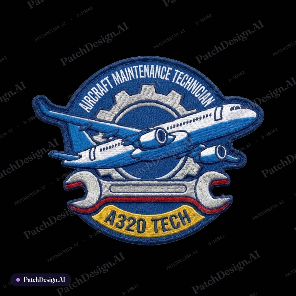 Hi. I am Aircraft Maintenance Technician on Airbus A320. Could you generate 3 options of p — custom patch designed with AI