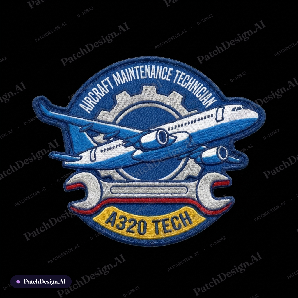Hi. I am Aircraft Maintenance Technician on Airbus A320. Could you generate 3 options of p — custom patch designed with AI