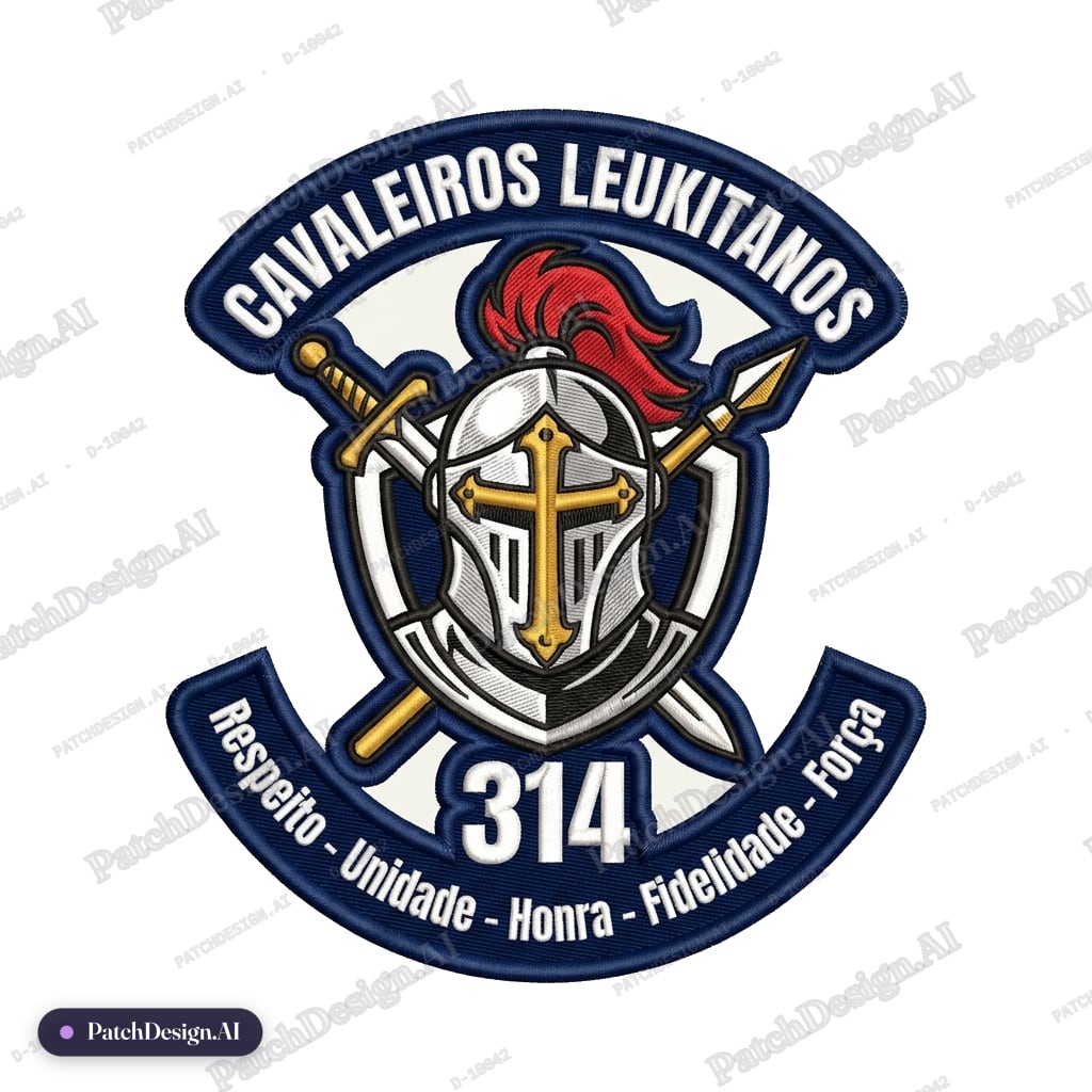 CAVALEIROS LEUKITANOS 314 Respeito - Unidade - Honra - Fidelidade - Força — custom patch designed with AI