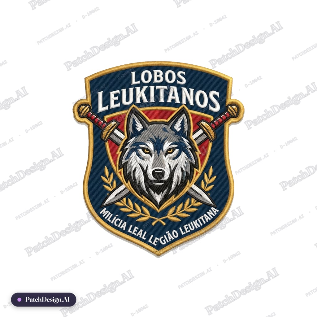 LOBOS LEUKITANOS MILÍCIA LEAL LEGIÃO LEUKITANA — custom patch designed with AI