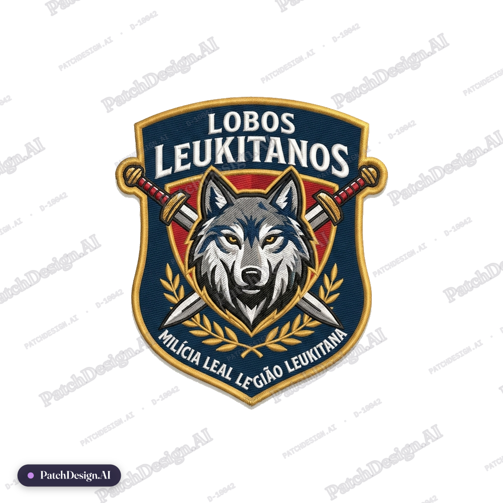 LOBOS LEUKITANOS MILÍCIA LEAL LEGIÃO LEUKITANA — custom patch designed with AI