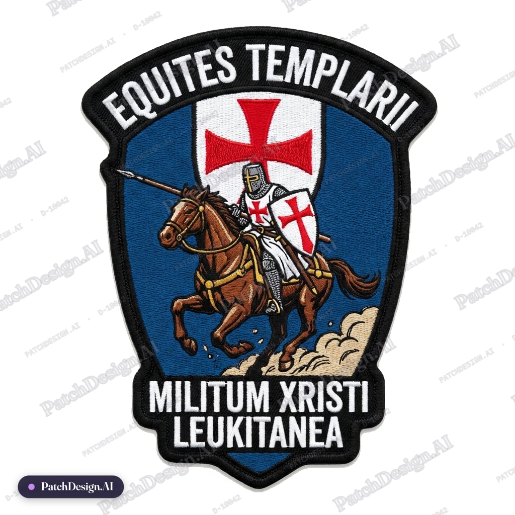Equites Templarii Militum Xristi Leukitanea — custom patch designed with AI