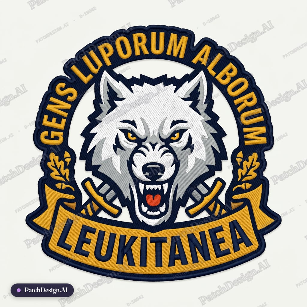 Gens Luporum Alborum - LEUKITANEA — custom patch designed with AI