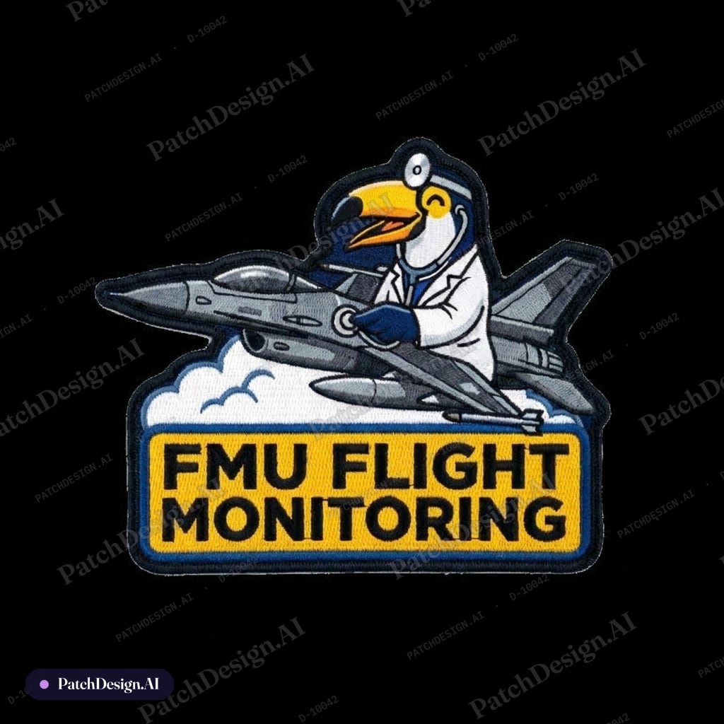 Tucano bird. looks cartoonish and pround. text is 'A nossa força és tucano' and 'Flight co — custom patch designed with AI