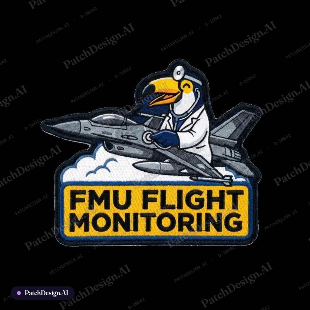 Tucano bird. looks cartoonish and pround. text is 'A nossa força és tucano' and 'Flight co — custom patch designed with AI