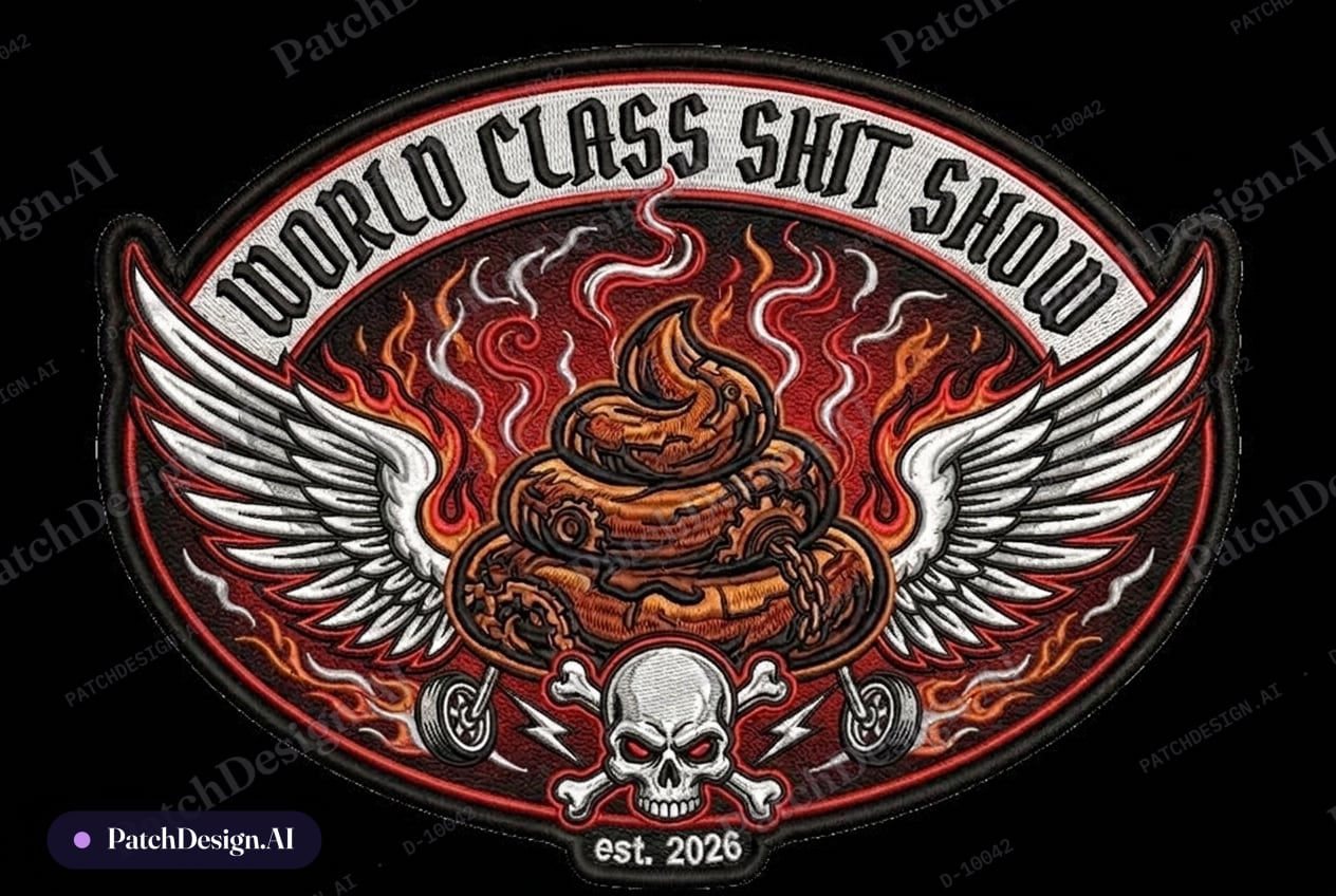 Add "est. 2026" to the patch — custom patch designed with AI