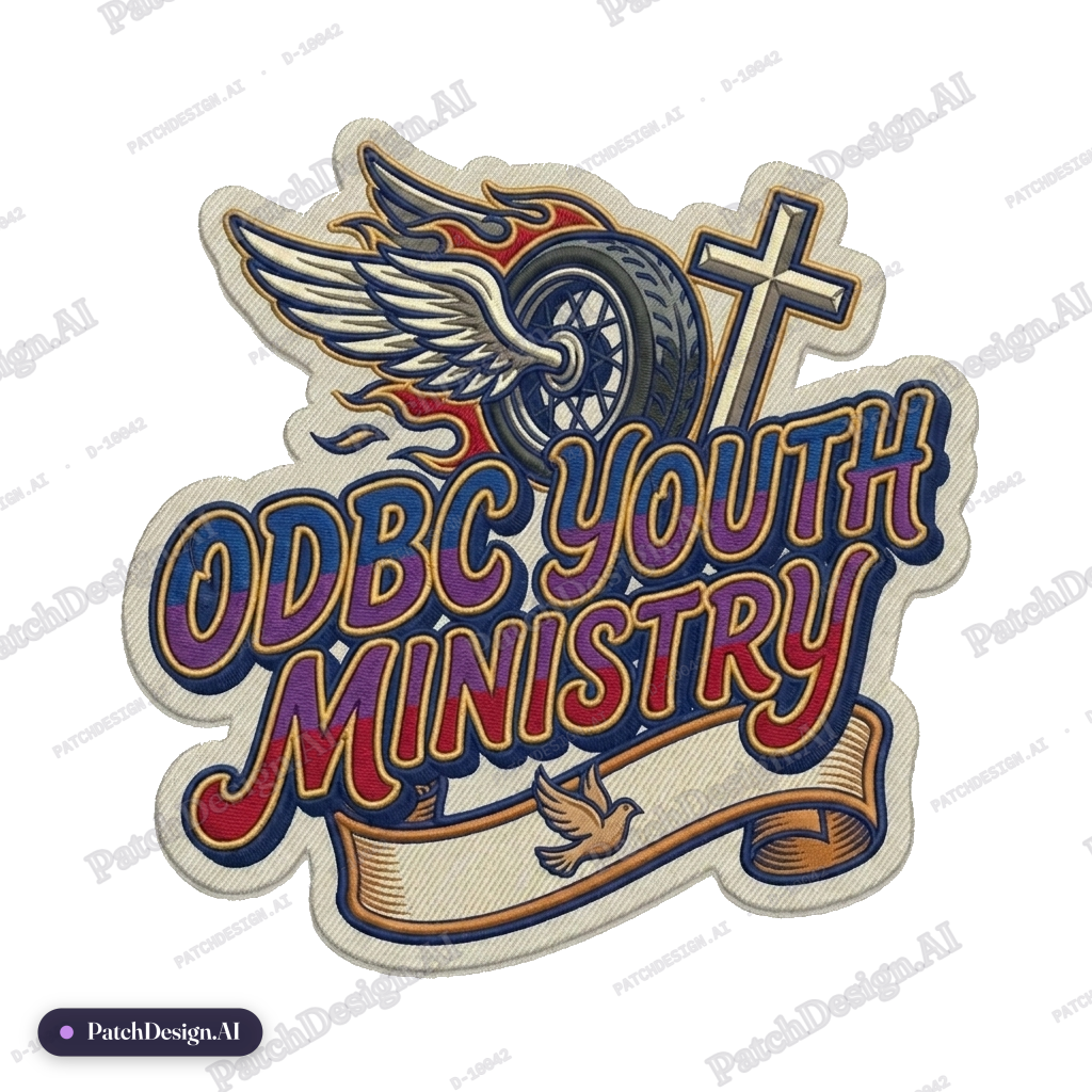 A Christian church youth ministry themed scene design for t-shirt with the word…
