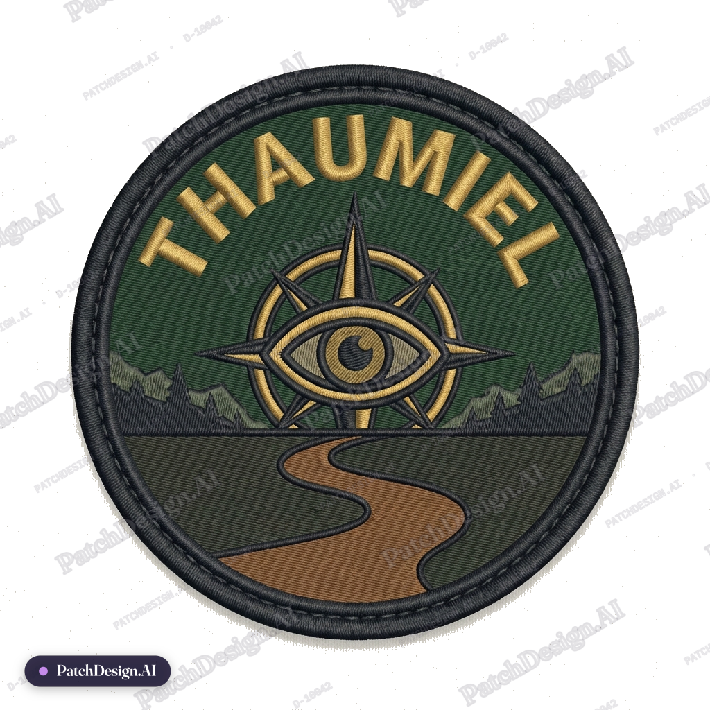 Circular military patch for Thaumiel, a CAIN Command Branch in Germany operating across We — custom patch designed with AI