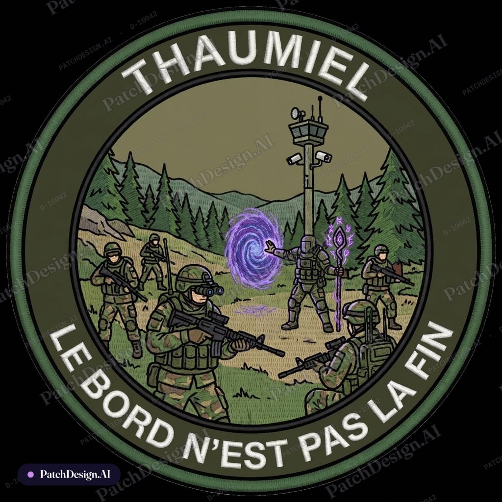 A military patch of a Command Branch named "Thaumiel", a secretive clandestine unit design — custom patch designed with AI