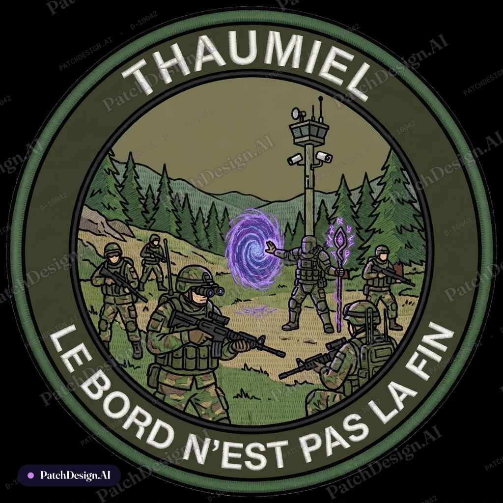 A military patch of a Command Branch named "Thaumiel", a secretive clandestine unit design — custom patch designed with AI