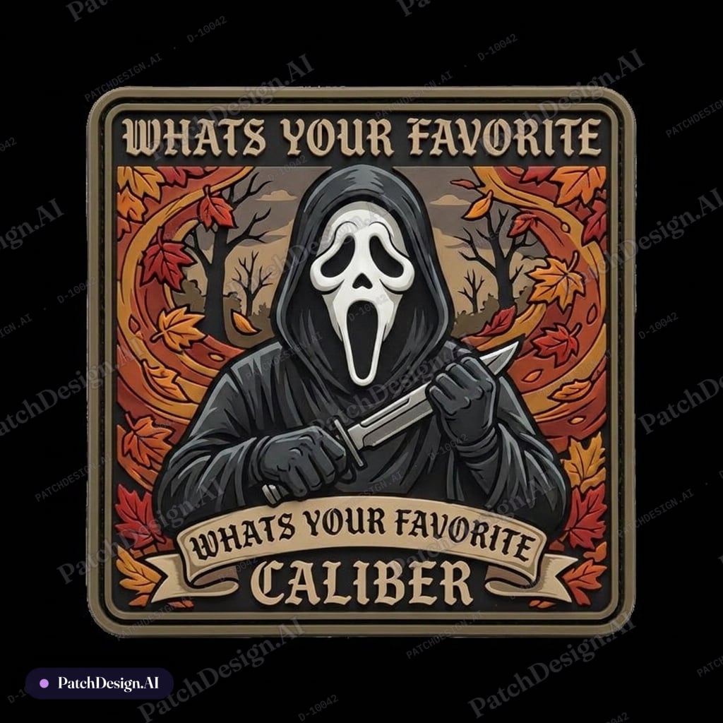 Can i have Ghostface, Michael Myers and the terrifier wearing tactical gear and I want the — custom patch designed with AI