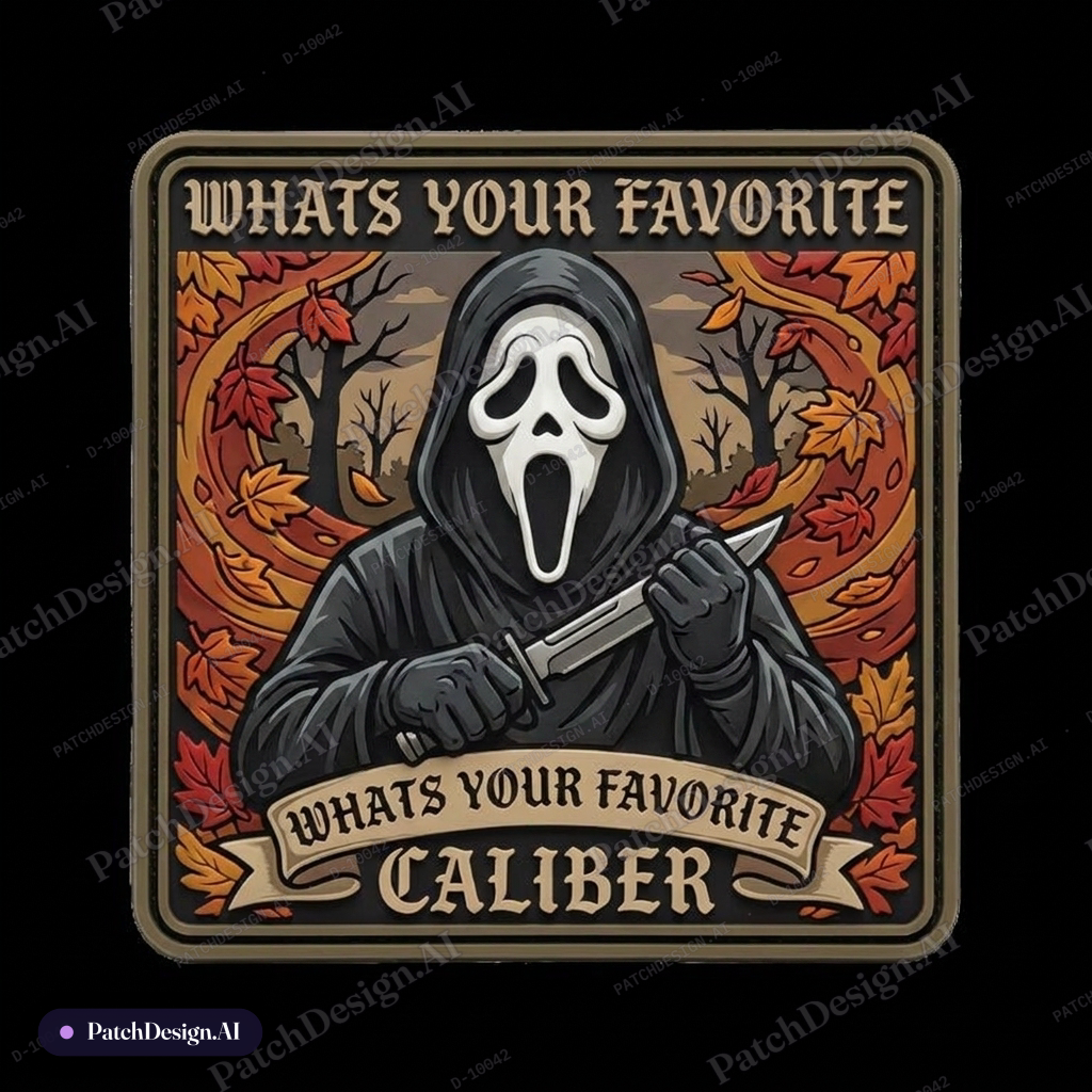 Can i have Ghostface, Michael Myers and the terrifier wearing tactical gear and I want the — custom patch designed with AI