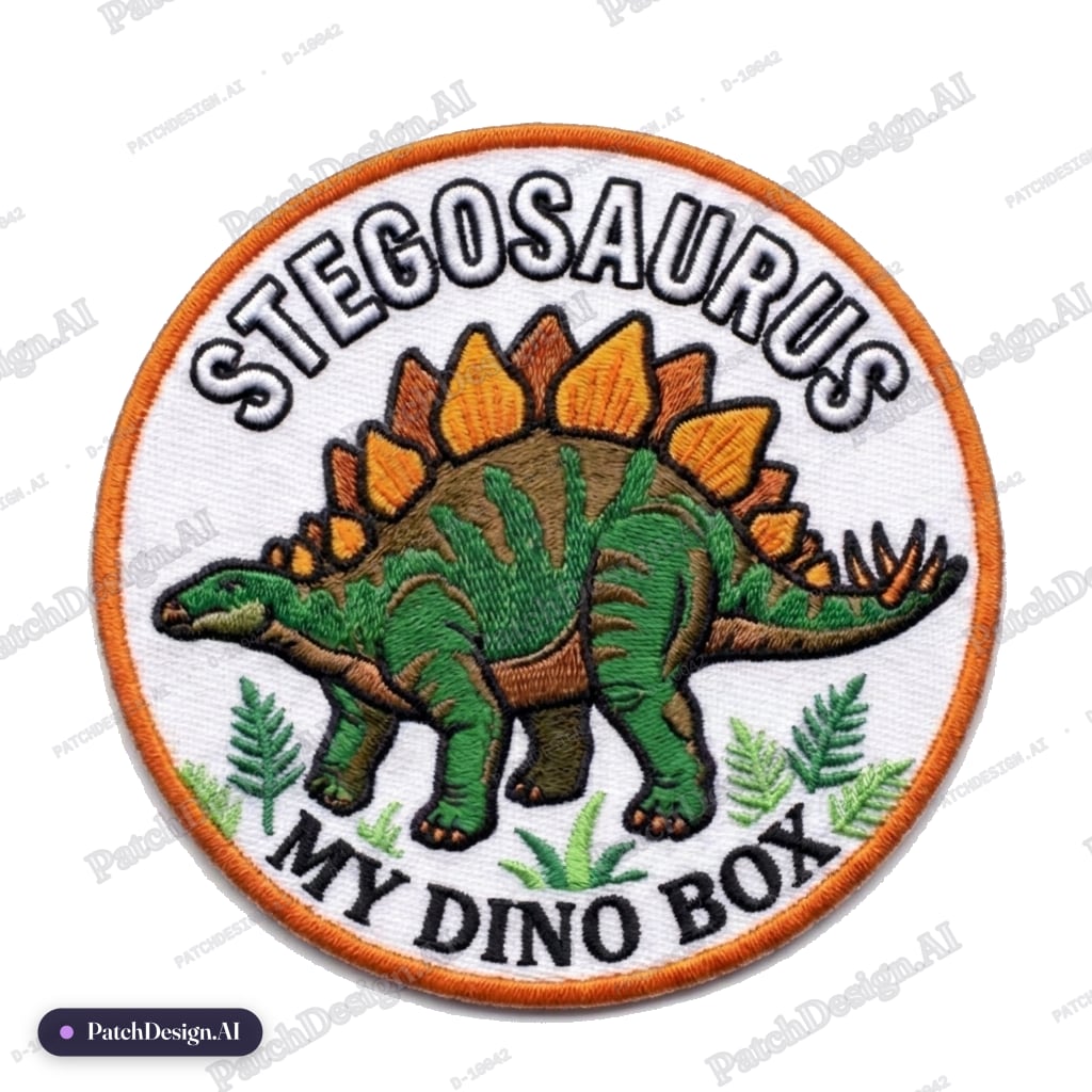 Create a realistic round patch 3 inches, white background, orange border stitch color of a — custom patch designed with AI