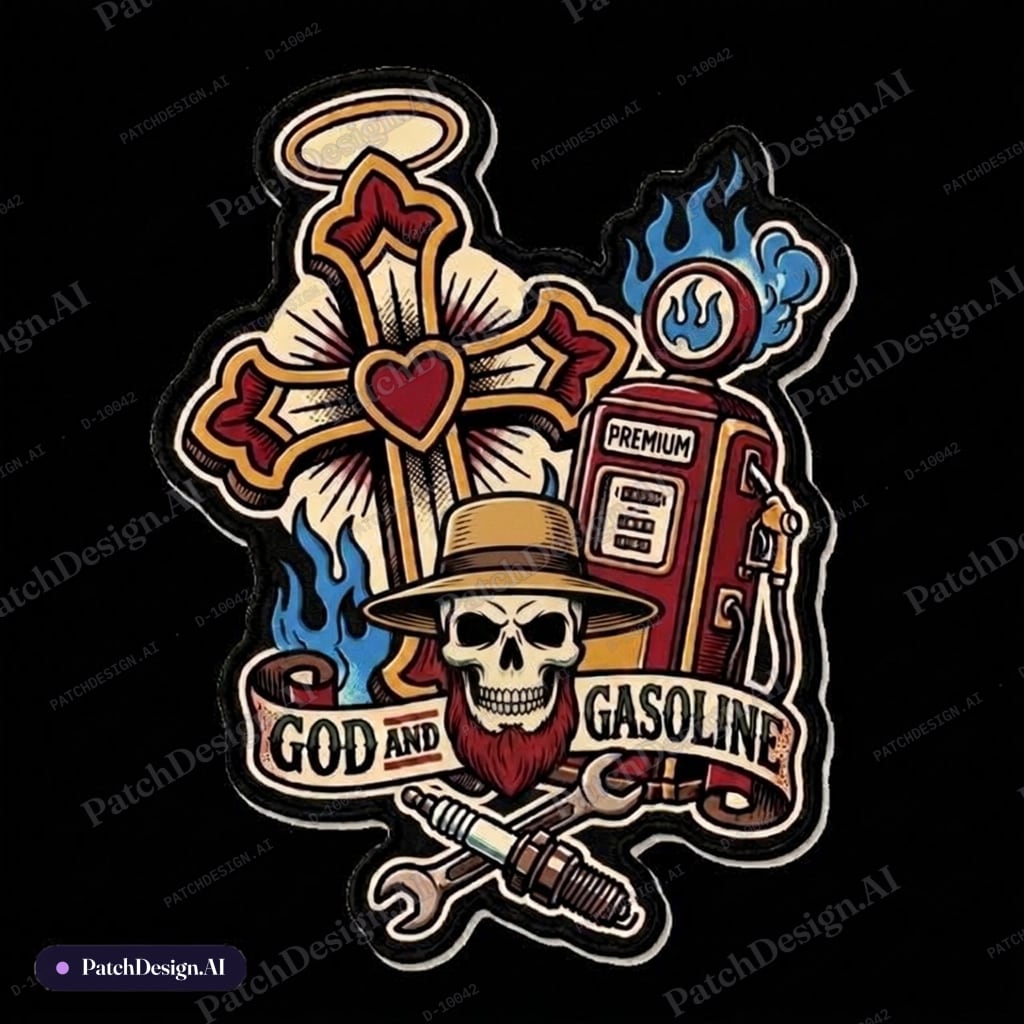 Make flames blue make hat Amish straw hat — custom patch designed with AI