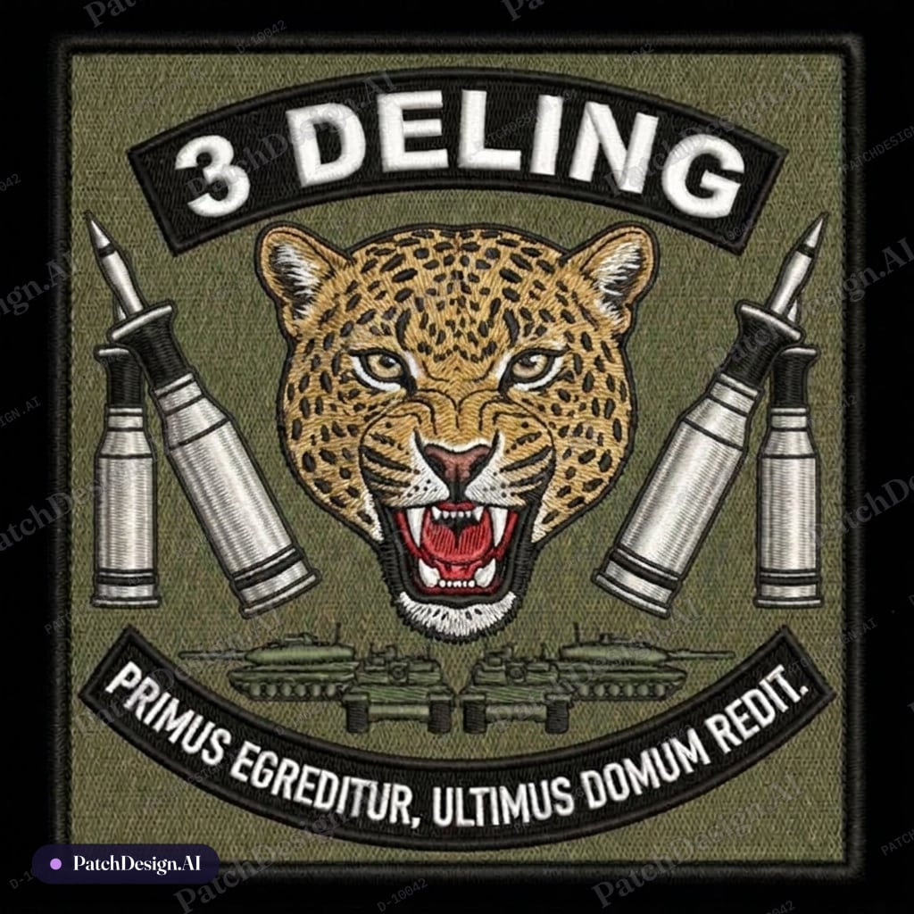Take the helmet off the leopard and make the rounds bigger and closer to the face of the l — custom patch designed with AI