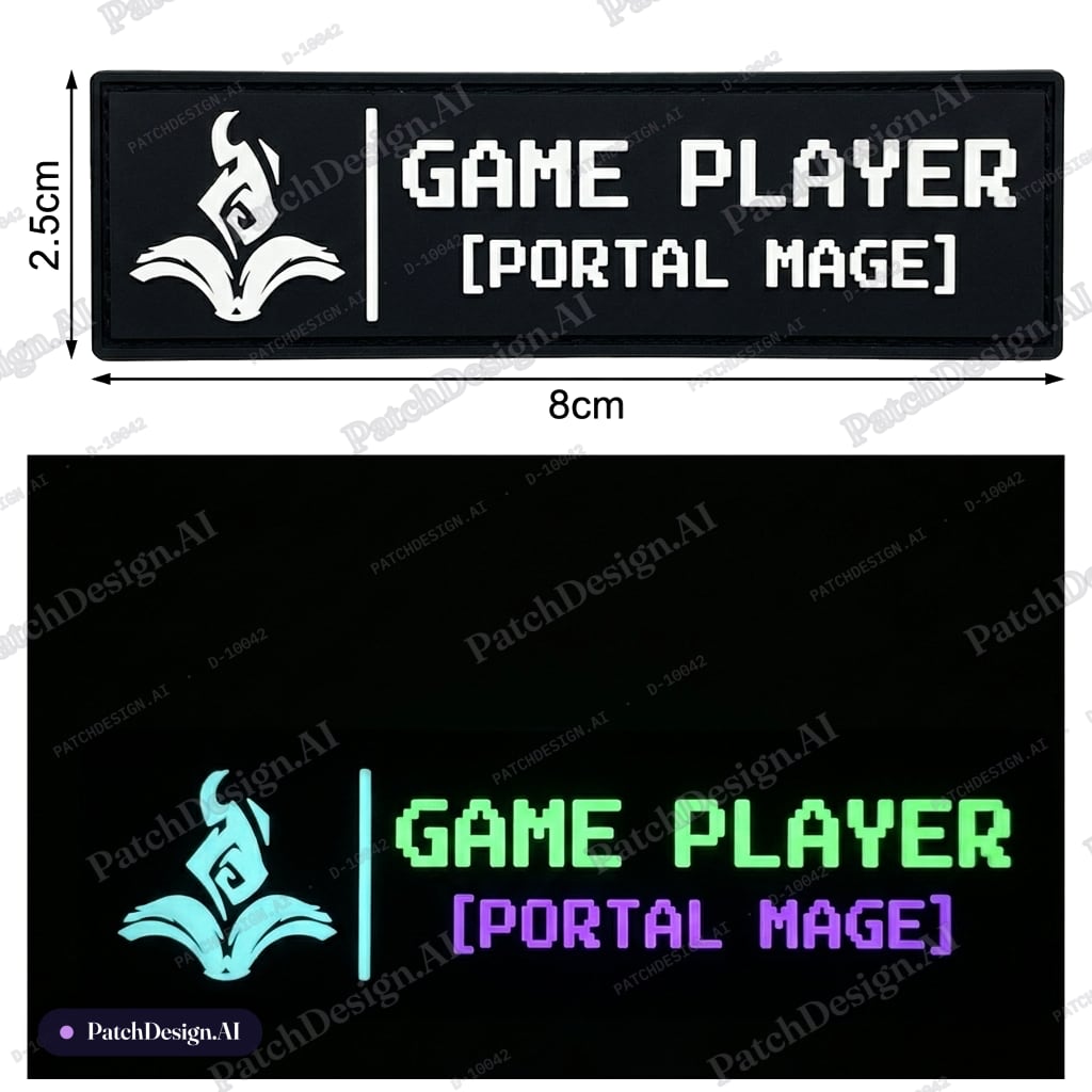 Design a rectangular morale patch, size 2.5cm by 8cm, in a flat, non-embroidery style (lik — custom patch designed with AI