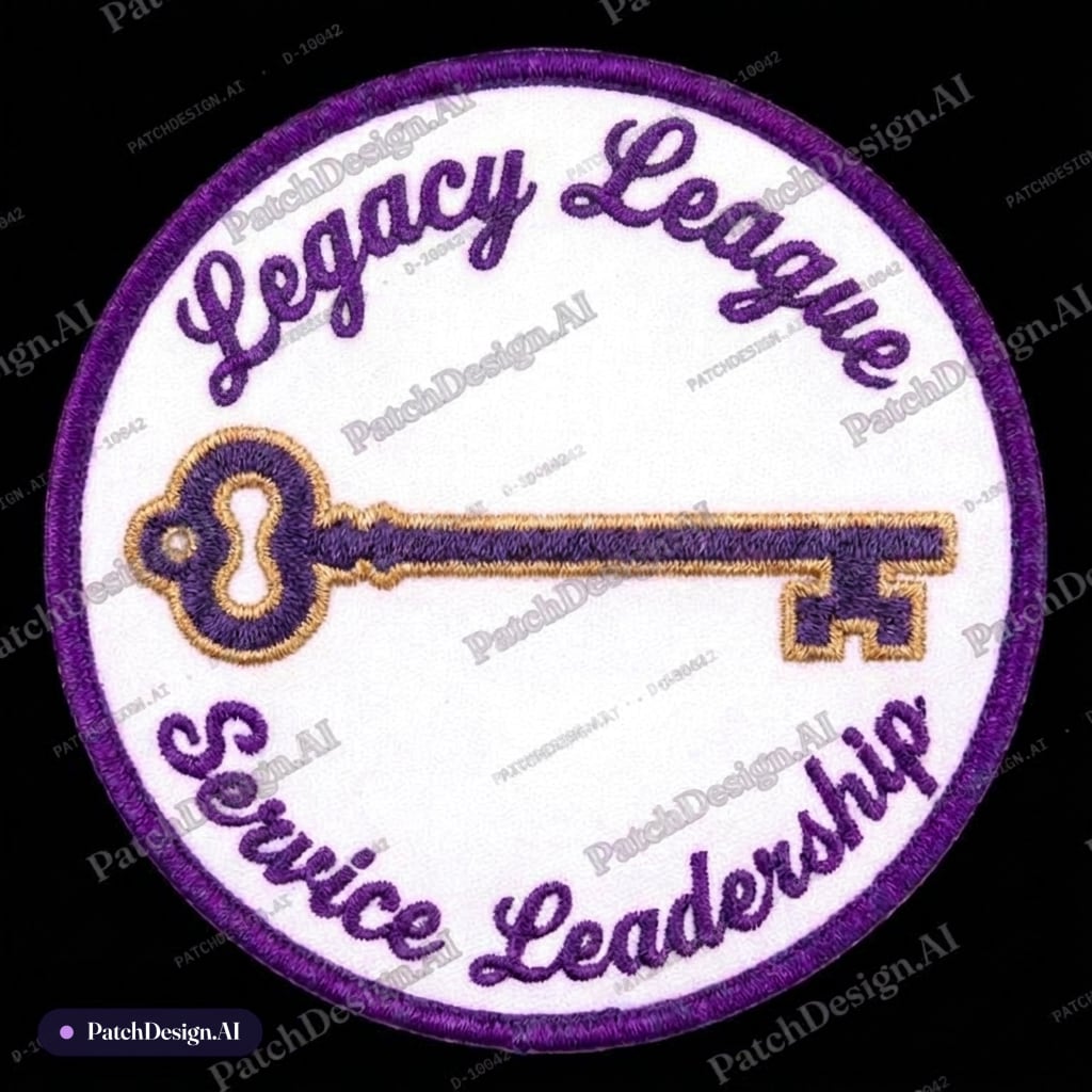 Set key at an angle, put the words Service Leadership to follow along the inside circular  — custom patch designed with AI