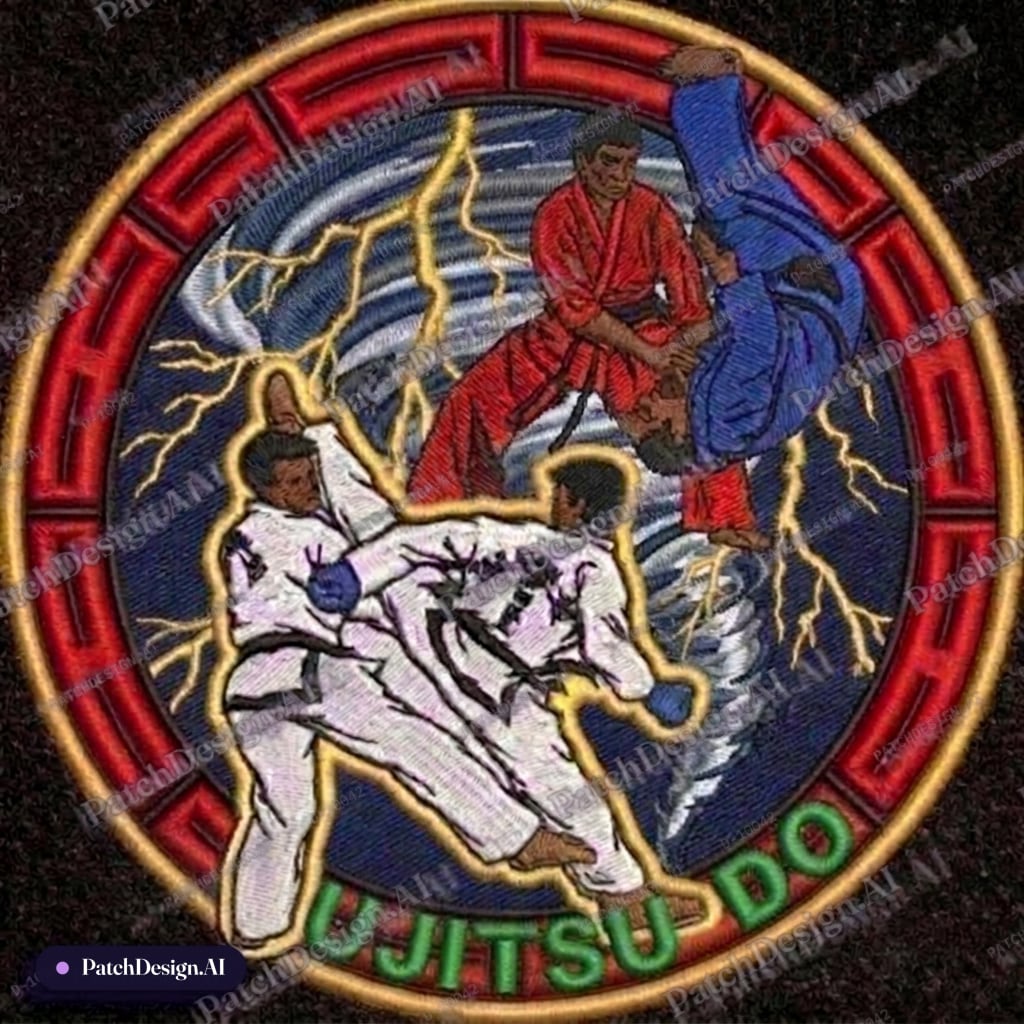 The two men on top change the gi red and blue — custom patch designed with AI