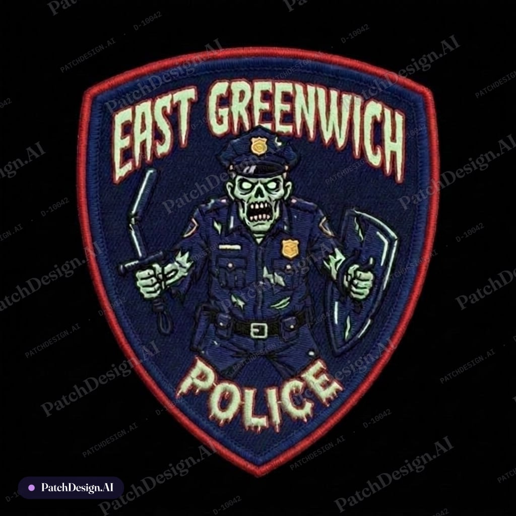 MAKE POLICE LETTERING SPOOKY — custom patch designed with AI