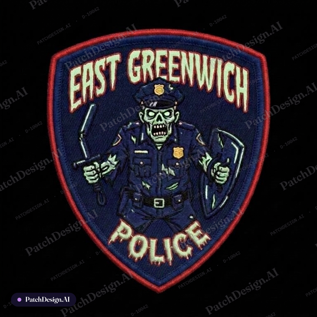 MAKE POLICE LETTERING SPOOKY — custom patch designed with AI