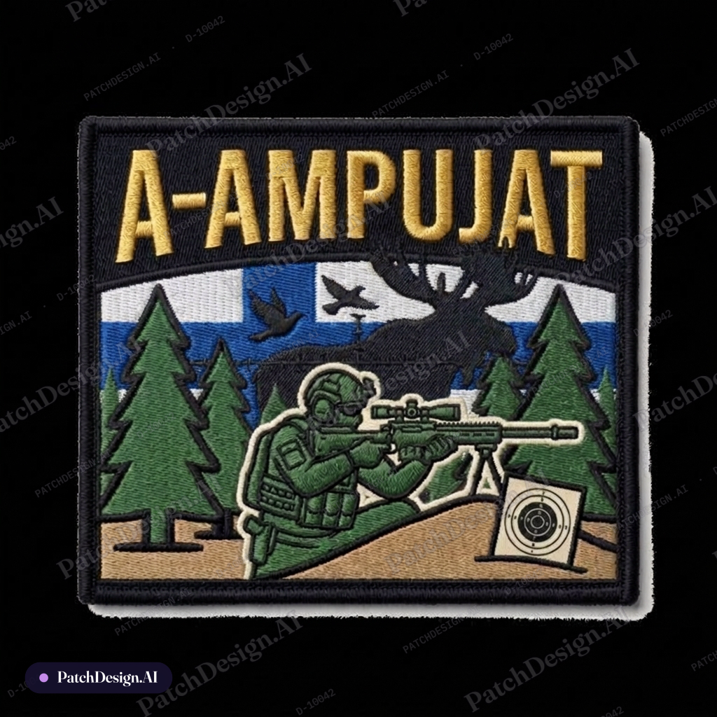 Muuta taivaanranta oranssin väriseksi niin kuin olisi auringonlasku illalla. Aurinko voi p — custom patch designed with AI
