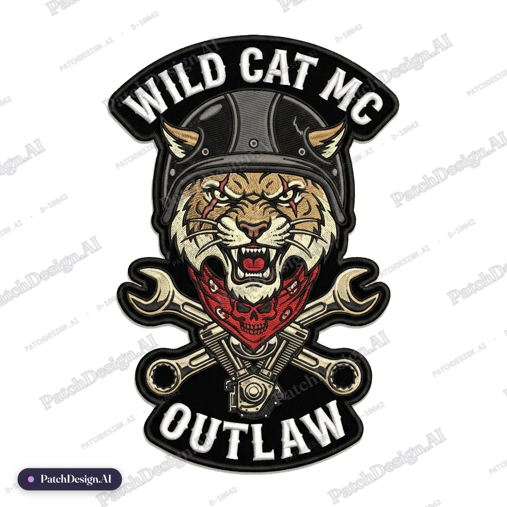 Wild Cat MC outlaw — custom patch designed with AI