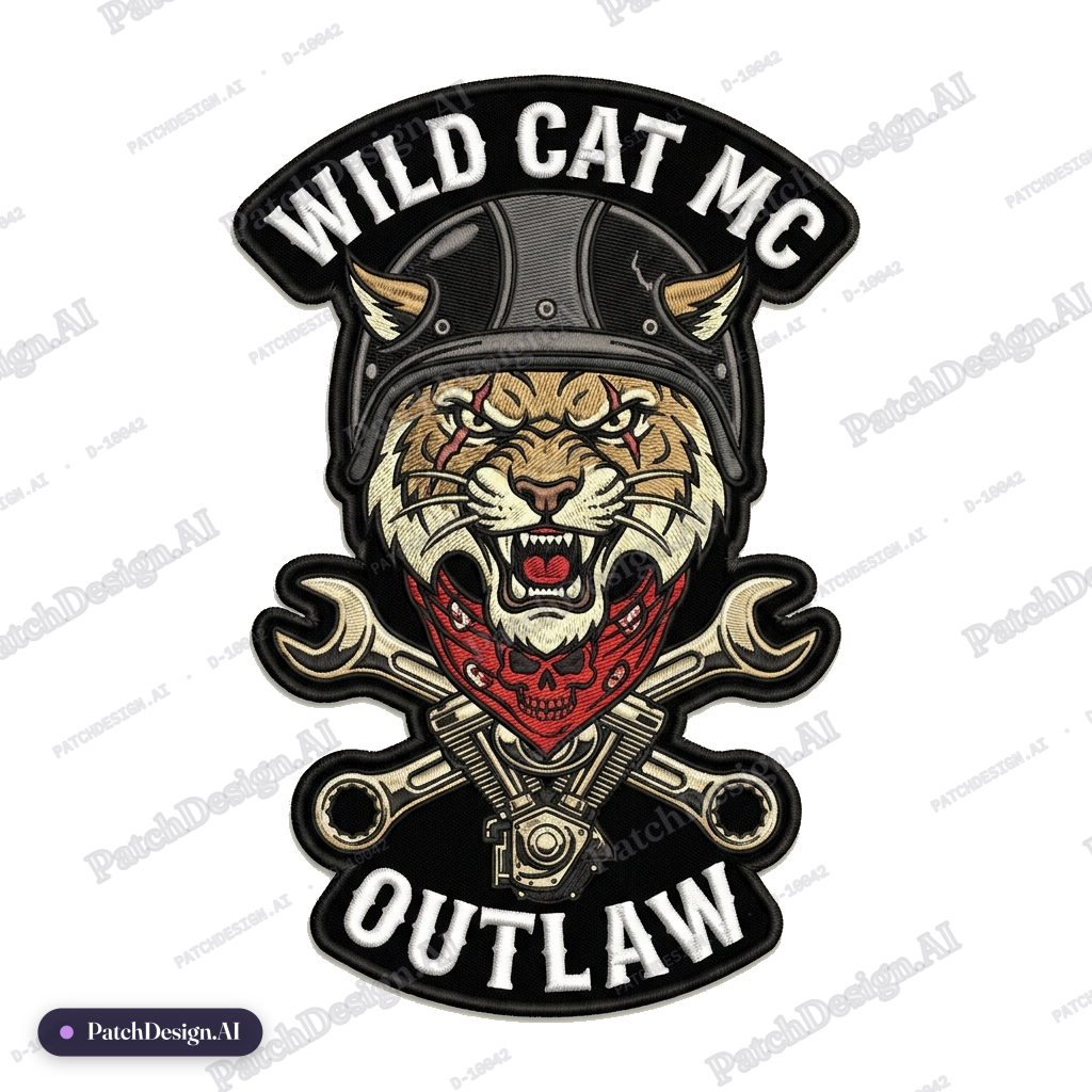 Wild Cat MC outlaw — custom patch designed with AI