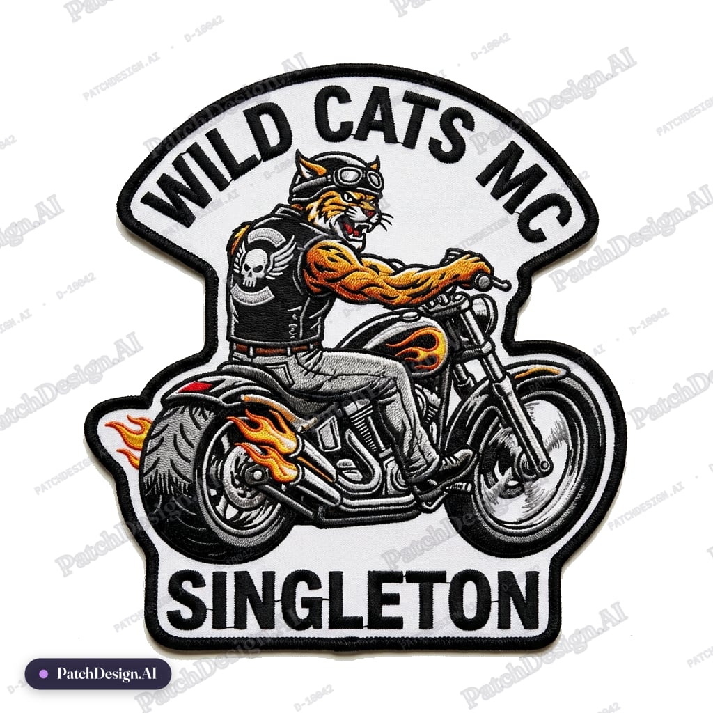 Wild Cats MC singleton — custom patch designed with AI