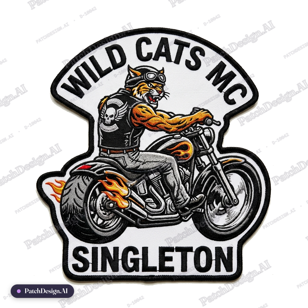 Wild Cats MC singleton — custom patch designed with AI