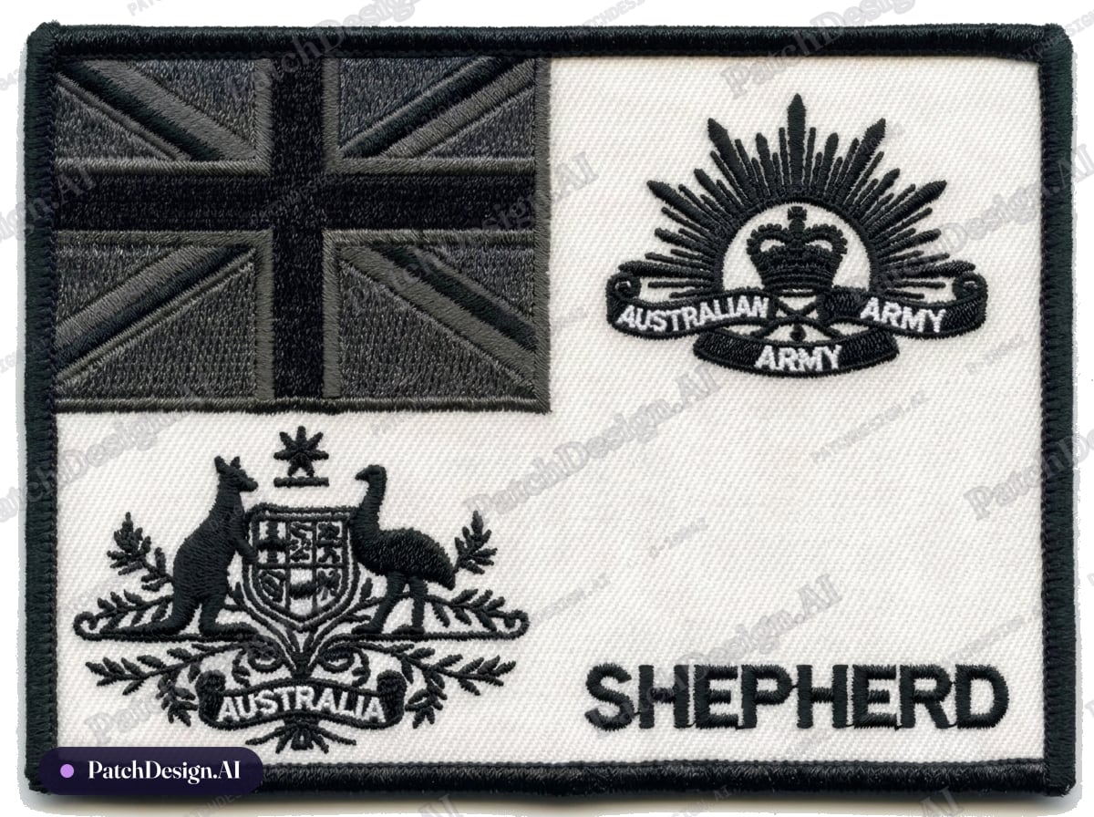 Finally can we add in the same colour scheme the Australian Army Cadets Logo in the bottom — custom patch designed with AI