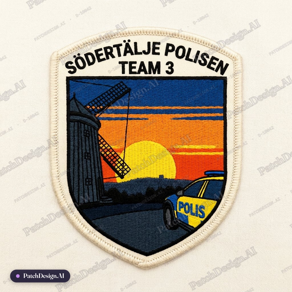Police sheald Södertälje Polisen Team 3 — custom patch designed with AI
