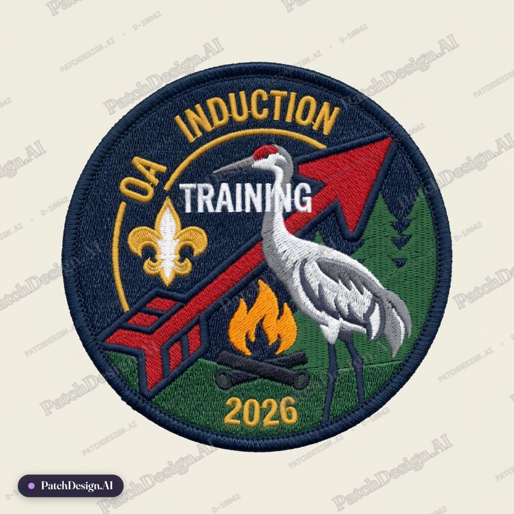 Can we make it circular and make a sandhill crane in there — custom patch designed with AI
