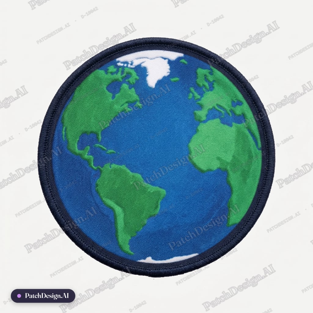 Lets remove the orbiting satellite and the "Planet Earth" text — custom patch designed with AI
